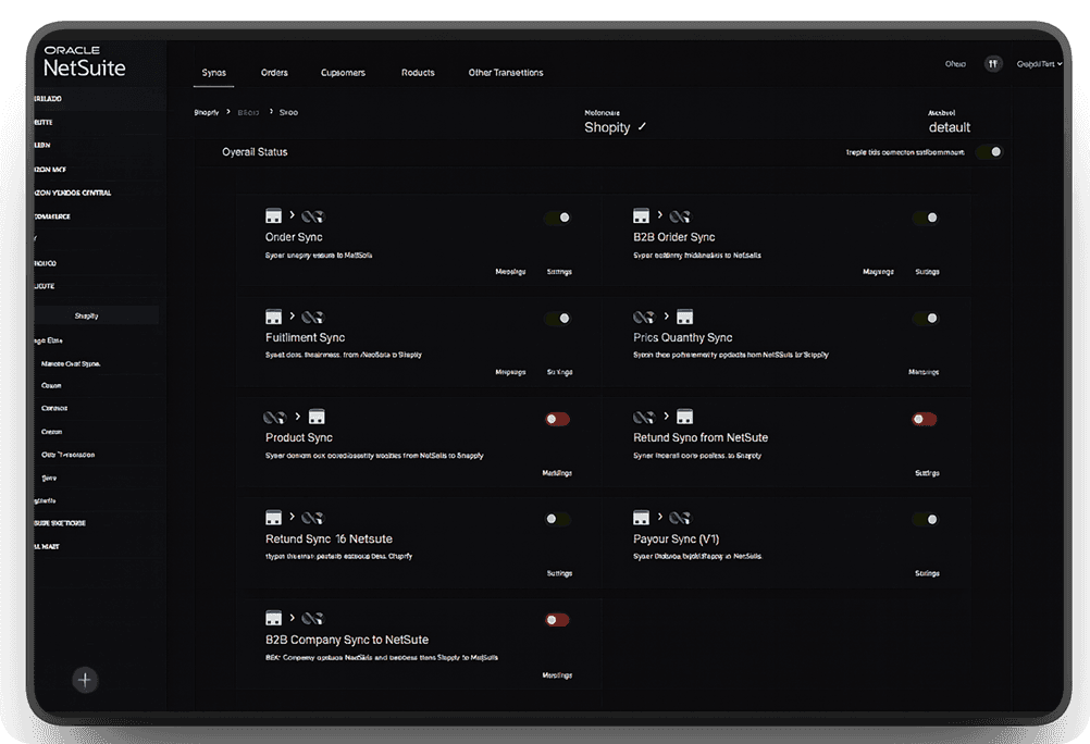 Conexões-chave do NetSuite